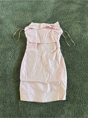 Strapless Light Pink Ruched Bodycon Dress